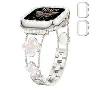 Correa de Metal para Mujer + Funda Protectora Compatible con Apple Watch 42 44 45 46 mm, Pulsera de Metal Brillante con Caja de Diamantes para iWatch SE 3/2 11 10 9 8 7 6 5 4 3 Band, Luz de Estrella