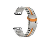 Correa de metal QuickFit de 26 mm compatible con for Garmin Fenix 8 51 mm 7 7X 6 6X Pro 3 5 5X Plus, pulsera de acero inoxidable(Titanium Orange,For Garmin Fenix 8 51mm)
