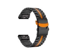 Correa de metal QuickFit de 26 mm compatible con for Garmin Fenix 8 51 mm 7 7X 6 6X Pro 3 5 5X Plus, pulsera de acero inoxidable(Black Orange,26mm For Fenix 5X 5XPlus)