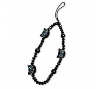 Correa de muñeca con dije de gato negro para mujer, bonito llavero de pulsera, accesorios Kawaii Y2K para monedero y llaves