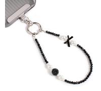 Correa de muñeca para teléfono, cadena de teléfono celular con cuentas para | Núcleo de acero inoxidable 304 duradero, desmontable, con 2 pestañas para atar, llavero para cámara, bolso y cartera