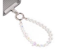 Correa de muñeca para teléfono, cadena de teléfono celular con cuentas para | Núcleo de acero inoxidable 304 duradero, desmontable, con 2 pestañas para atar, llavero para cámara, bolso y cartera
