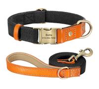 Correa De Nailon Ajustable Antipérdida Personalizada para Identificación De Mascotas, Collar con Etiqueta para Pug, Caniche, Labrador, Bulldog, Beagle,Negro,l