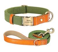 Correa De Nailon Ajustable Antipérdida Personalizada para Identificación De Mascotas, Collar con Etiqueta para Pug, Caniche, Labrador, Bulldog, Beagle,Verde,S
