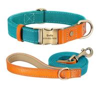 Correa De Nailon Ajustable Antipérdida Personalizada para Identificación De Mascotas, Collar con Etiqueta para Pug, Caniche, Labrador, Bulldog, Beagle,Azul,Metro