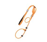 Correa de nailon antideslizante para perro y collar de entrenamiento con doble asa, resistente correa para perro, sin tirones, para pasear al cachorro (naranja)