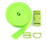 Correa de Nailon con Hebilla de plástico de liberación rápida, Cierre de conexión Ajustable y Gancho de Anilla en D para Correas fijas de Equipaje.,N Green - 5 Hebillas,25 mm - 5 Metros