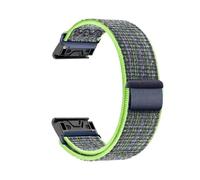 Correa de nailon de ajuste rápido de 20 22 26mm for Garmin Fenix 8 7X 7 7S 6X 6 Pro 6S 5 5X Pulsera relojes reemplazable.(Bright green with orange,26mm)