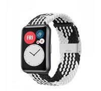 Correa de nailon para Huawei Watch Correa elástica trenzada de nailon Solo Loop para Huawei Watch Fit Correa ajustable Correa tejida Pulsera, patrón Z Blanco y negro, para Huawei Fit1 Generación Negro