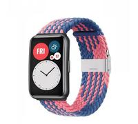 Correa de nailon para Huawei Watch Correa elástica trenzada de nailon Solo Loop para Huawei Watch Fit Correa ajustable Correa tejida Pulsera, Patrón Z Azul y rosa, Para Huawei Fit1 Generación Negro