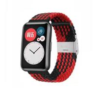 Correa de nailon para Huawei Watch Correa elástica trenzada de nailon Solo Loop para Huawei Watch Fit Correa ajustable Correa tejida Pulsera, patrón Z Negro y rojo, para Huawei Fit1 Generación Plata