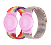 Correa de nailon para niños compatible con Apple AirTag, funda protectora para AirTag GPS Tracker con pulsera deportiva de nailon, correa de reloj ajustable antipérdida para niños pequeños y personas