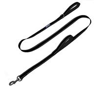 Correa de Nailon Reflectante de Doble asa Resistente para Perro, 6 pies, donamos una Correa a un Rescate de Perros por Cada Correa vendida (Negro)