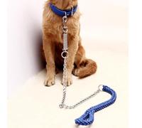 Correa de nailon trenzado de 8 hebras antiexplosión que absorbe los golpes para perros medianos y grandes, correa resistente para mascotas con gancho de resorte (azul con collar, L)