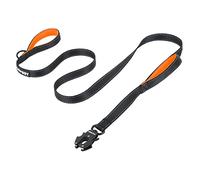 Correa de Perro Antitirones 1,2m para Grande Mediano Pequeño, Correa de Adiestramiento con 2 Mango y Hilos Reflectantes y Hebilla de Bloqueo Auto Robusto Nylon Cuerda Resistente Negro Naranja 4ft