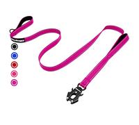 Correa de Perro Antitirones 1,8m para Grande Mediano Pequeño, Correa de Adiestramiento con 2 Mango y Hilos Reflectantes y Hebilla de Bloqueo Auto Robusto Nylon Cuerda Resistente Rosa Oscuro 6ft