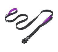 Correa de Perro Antitirones 1,8m para Grande Mediano Pequeño, Correa de Adiestramiento con 2 Mango y Hilos Reflectantes y Hebilla de Bloqueo Auto Robusto Nylon Cuerda Resistente Negro Morado 6ft