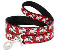 Correa de Perro con Hebilla hacia Abajo, diseño de dálmatas, Color Rojo y Negro, Disponible en Diferentes Longitudes y anchuras para Perros y Gatos pequeños, medianos y Grandes
