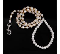 Correa de perro con perlas de imitación, gancho de aleación, elegante correa de arnés para perro, cadena para mascotas, correa para caminar y trotar para exteriores (120 cm)