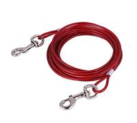 Correa de Perro de Alambre de Acero Largo de 2 Colores Cuerda Fuerte de Seguridad para Mascotas cinturón para Perros Cuerda para Mascotas(Rojo)