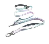 Correa de perro de doble asa, correa ajustable larga y corta para cachorros, correas duraderas para entrenamiento y paseos (rosa claro)