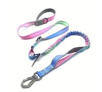 Correa de perro de doble asa, correa ajustable larga y corta para cachorros, correas duraderas para entrenamiento y paseos (rosa-azul)