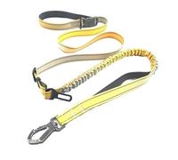 Correa de perro de doble asa | Correa ajustable larga y corta para cachorros | Correas duraderas para perros para entrenamiento y paseos (dorado)