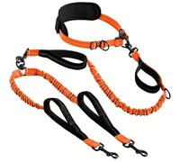 Correa de perro de doble asa | Correa de perro de cuerda con doble asa | Correa de cuerda larga y corta (naranja)