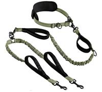 Correa de perro de doble asa | Correa de perro de cuerda con doble asa | Correa de cuerda larga y corta (verde militar)