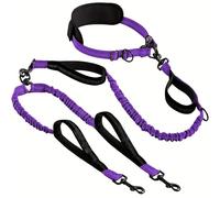 Correa de perro de doble asa | Correa de perro de cuerda con doble asa | Correa de cuerda larga y corta (morado)