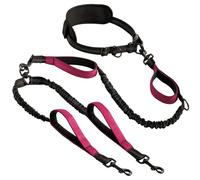Correa de perro de doble asa | Correa de perro de cuerda con doble asa | Correa de cuerda larga y corta (rosa rosa)
