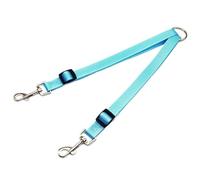 Correa de perro doble doble acoplador dos en uno, nailon fuerte, en forma de V, ajustable, correa colorida de dos maneras, 2 perros, correa para mascotas (azul)