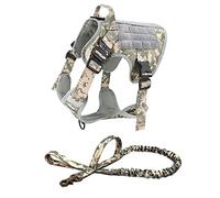 Correa de Perro Juego de arnés y Correa para Perros tácticos Hebilla de Metal Chaleco para Perros Grandes Arnés para Mascotas Correas Extensibles(ACU Harness Leash,L)