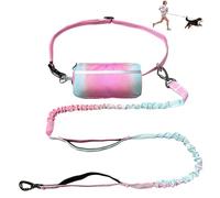 Correa de perro manos libres con bolsa con cremallera, asas acolchadas dobles, correa elástica ajustable resistente para perros medianos y grandes, para caminar, correr, senderismo (25-120 libras,
