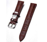 Correa de piel auténtica universal para hombre y mujer, unisex, para chico o niña 12 14 16 18 20 22 24 mm con pasadores incluidos (14 mm, marrón oscuro), marrón oscuro, 14mm, Unisex