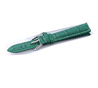 Correa de piel auténtica universal para hombre y mujer, unisex, para chico o niña 12 14 16 18 20 22 24 mm con pasadores incluidos (18 mm, verde), Verde, 18mm, Unisex