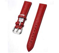 Correa de piel auténtica universal para hombre y mujer, unisex, para chico y niña 12 14 16 18 20 22 24 mm con pasadores incluidos, rojo, 22mm, Unisex