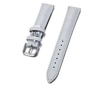 Correa de piel auténtica universal para hombre y mujer, unisex, para chico y niña 12 14 16 18 20 22 24 mm con pasadores incluidos, Color blanco., 16mm, Unisex