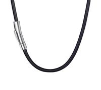 Correa de piel con cierre, cadena de piel de 3 mm para hombre y mujer con cierre de acero inoxidable, collar de piel para hombres, collar de piel para hombres, 51 cm de caucho, para niños, niñas,