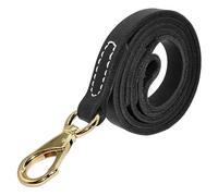 Correa de piel resistente hecha a mano para perro, color marrón oscuro y negro con gancho dorado, ideal para caminar y entrenar todas las razas de perros, 2,0 x 160 cm, color negro