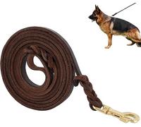 Correa de piel suave y duradera, para perros de color marrón, tejida a mano con hebilla de latón resistente, para perros pequeños, medianos y grandes (200 x 1,2 cm)