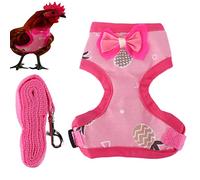 Correa de Pollo, Arnés de Entrenamiento de Malla Transpirable y Leas Arnés de Pollo Mazo de Pato Correa Ajustable Entrenamiento Tracción Cuerda para Pollo Pato Ganso Gallina (M