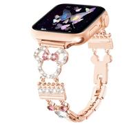 Correa de pulsera brillante compatible con correas de Apple Watch para mujer de 46 mm, 40 mm, 41 mm, 38 mm, 44 mm, 45 mm, 42 mm, 49 mm, bonita correa de metal con dije de caricatura para iWatch Ultra