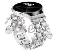 Correa de pulsera plateada con bonito dije compatible con Samsung Galaxy Watch 7, 6, 5, 4, FE de 40 mm, 44 mm, 5 Pro 45 mm, 6 Classic 43 mm, 47 mm, 4 Classic 42 mm, 46 mm, Galaxy Active 2, 20 mm