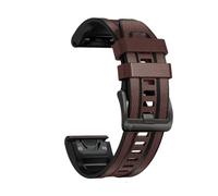 Correa de pulsera QuickFit de 22mm y 26mm compatible con for Garmin Fenix 6X 6 Pro 7X 7 5 5X Plus 935 945 965 Mk2i Mk2 correa de reloj inteligente de silicona y cuero (Color : Dark brown, Size : F