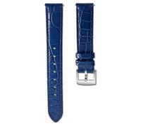 "Correa de reloj, 15 mm (0,59"") de ancho, Piel con costura, Azul, Acero inoxidable" 18 cm