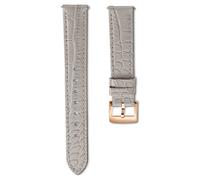 "Correa de reloj, 15 mm (0,59"") de ancho, Piel con costura, Gris, Acabado tono oro rosa" 18 cm