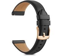 Correa de Reloj 16mm Compatible con Amazfit GTS 3/2 Bip 3/S Active 2 Garmin Vivoactive 6/5 Venu Vivomove, Pulsera Cuero Elegante Fina para Galaxy Watch 7/6/5/4 Reloj y Smartwatch (Negro/Oro rosa)