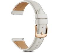 Correa de Reloj 18mm Compatible con Amazfit GTS 3/2 Bip 3/S Active 2 Garmin Vivoactive 6/5 Venu Vivomove, Pulsera Cuero Elegante Fina para Galaxy Watch 7/6/5/4 Reloj y Smartwatch (Beige/Oro rosa)