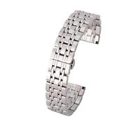 Correa de reloj acero inoxidable siete cuentas con cierre desplegable metal, unisex, eslabón desmontable